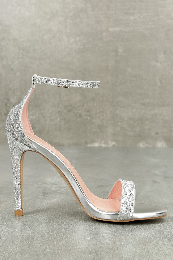 sequin ankle strap heels