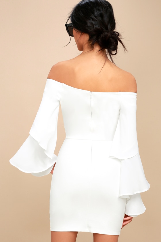 white off shoulder bodycon