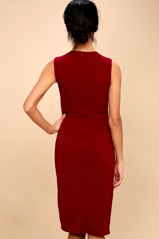 wine red wrap dress