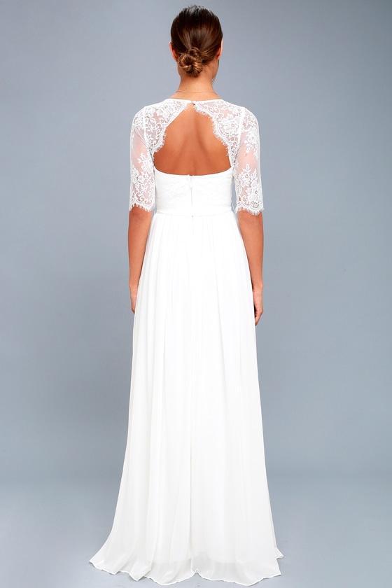 Lovely White Dress - Lace Maxi Dress - White Gown