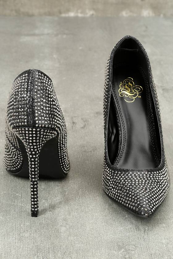 Stunning Rhinestone Pumps Black Pumps Vegan Pumps