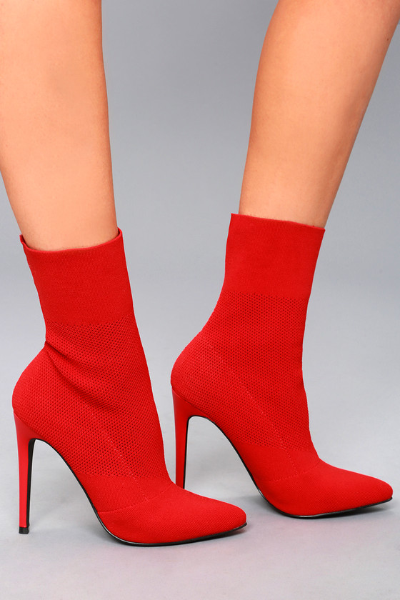 low heeled sock bootie