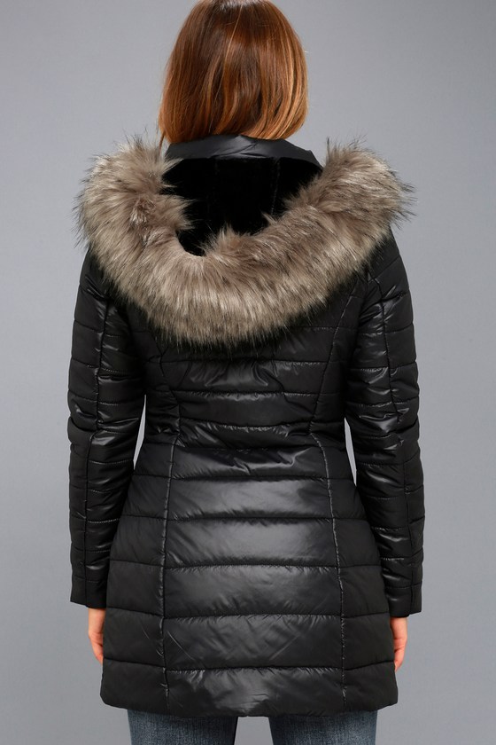 midi black puffer coat