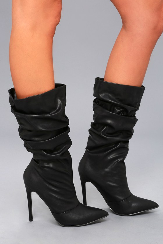 high heel slouch boots