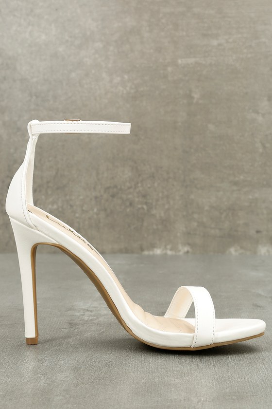 white satin heels with ankle strap