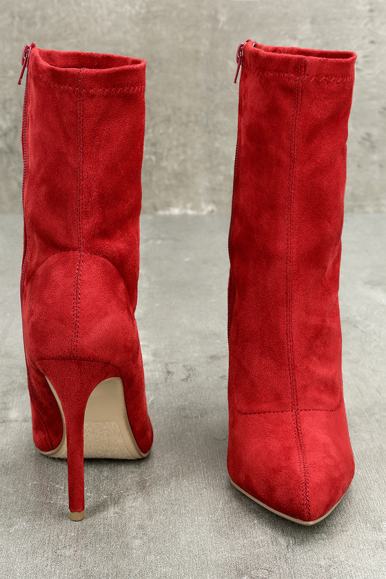 flat red suede boots