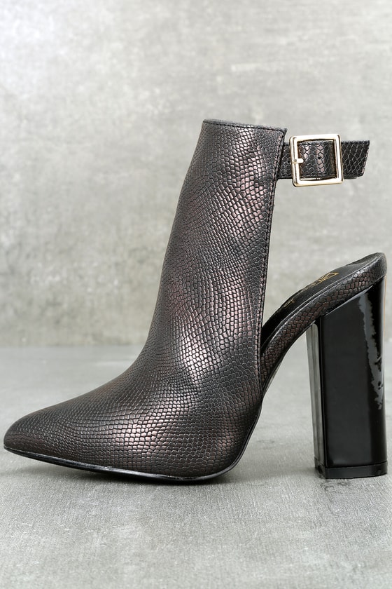 black snake print lace up boots