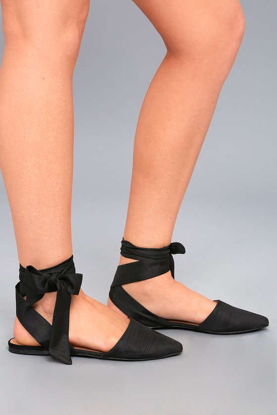 black flats lace up