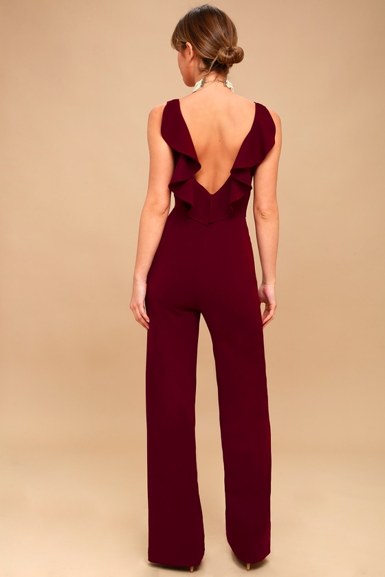 Chic Jumpsuit - Backless Jumpsuit - Burgundy Jumpsuit