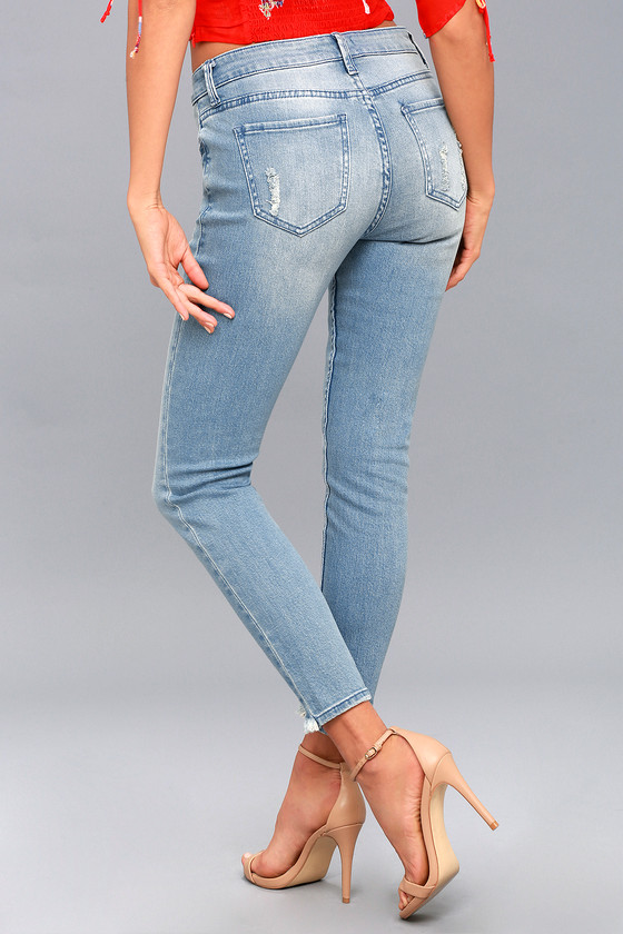 EVIDNT Malibu Girlfriend Jeans - Distressed Light Wash Jeans