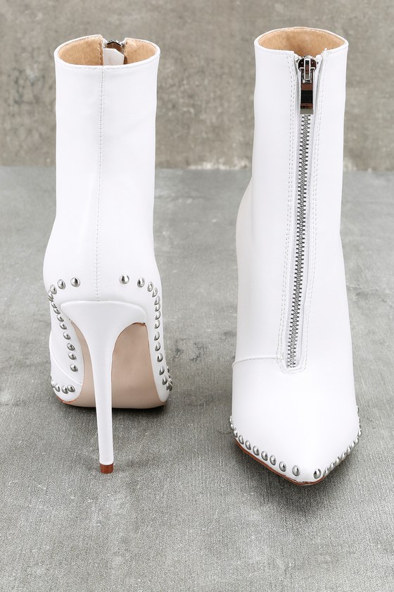 white booties with heel