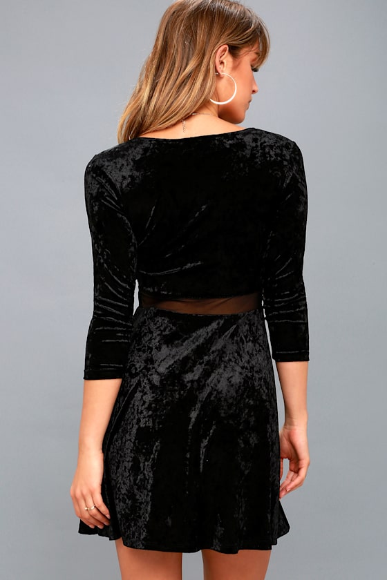 Cute Black Dress Velvet Dress Skater Dress