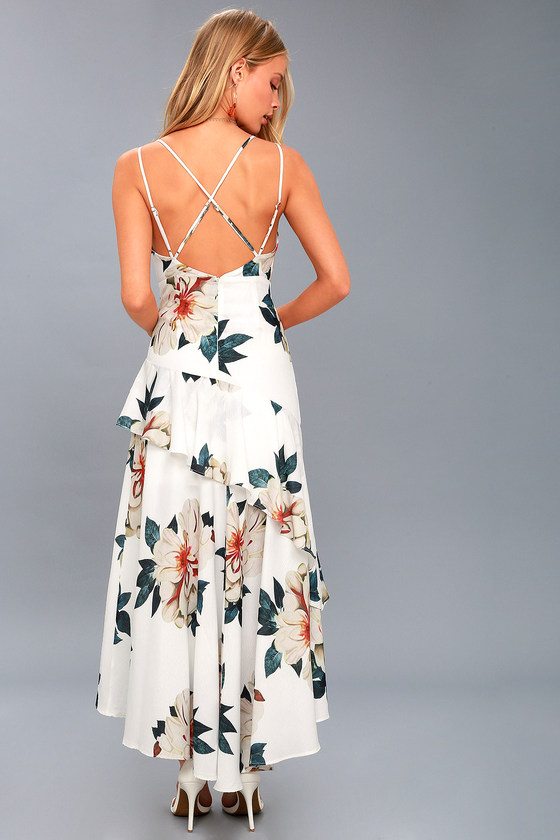 hi low floral gown