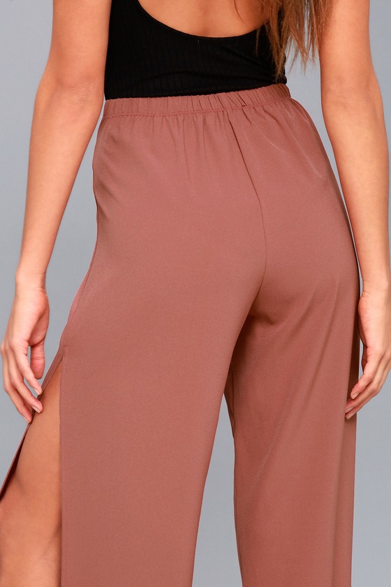 wide leg pants with side slits