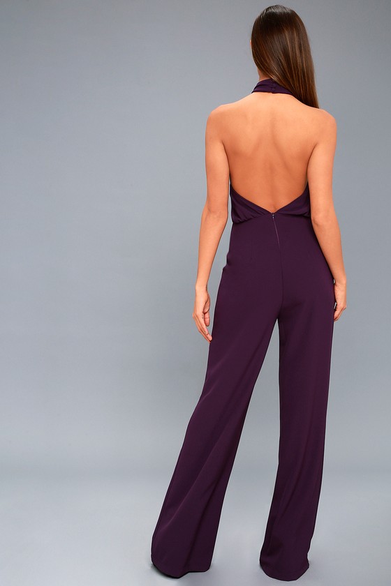 Chic Jumpsuit - Purple Halter Jumpsuit - Wide Leg Jumpsuit