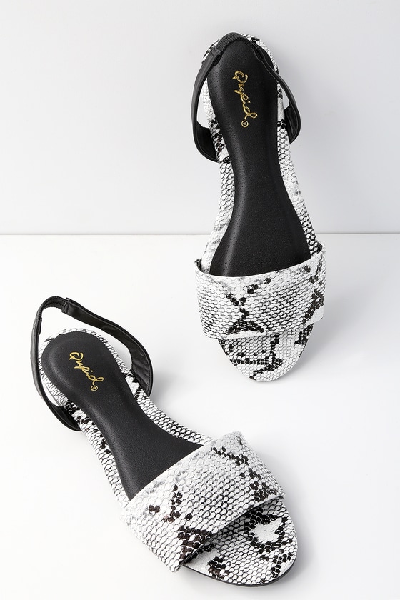 snake print sandals flat