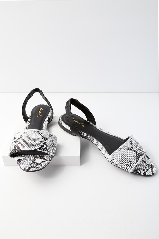 snake print sandals flat
