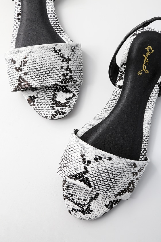 snake print sandals flat