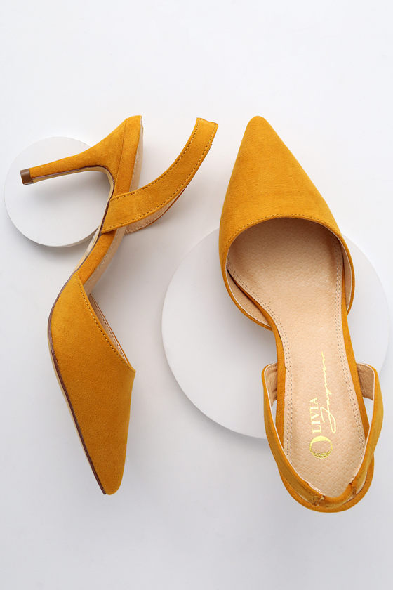 Cute Slingback Pumps Mustard Yellow Pumps