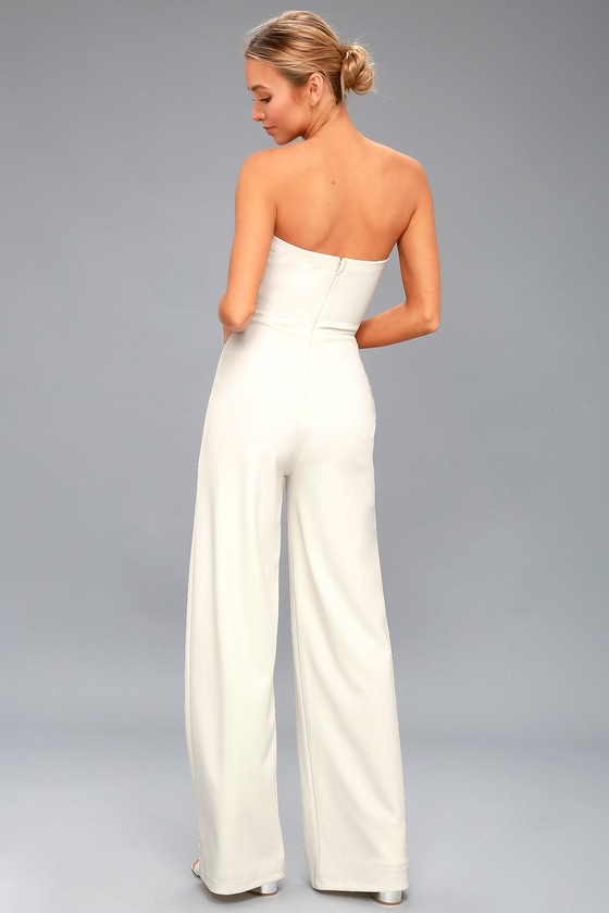 Chic White Jumpsuit - Strapless Jumpsuit - Bridal Jumpsuit