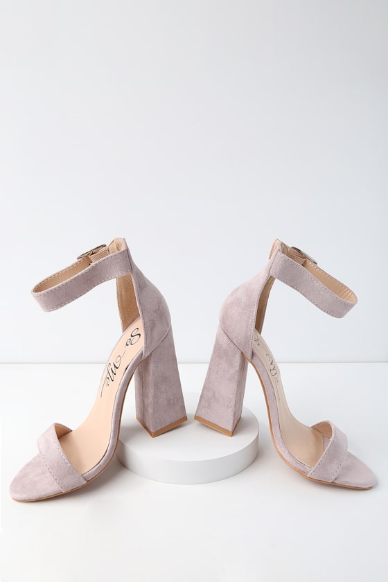 strappy lilac heels