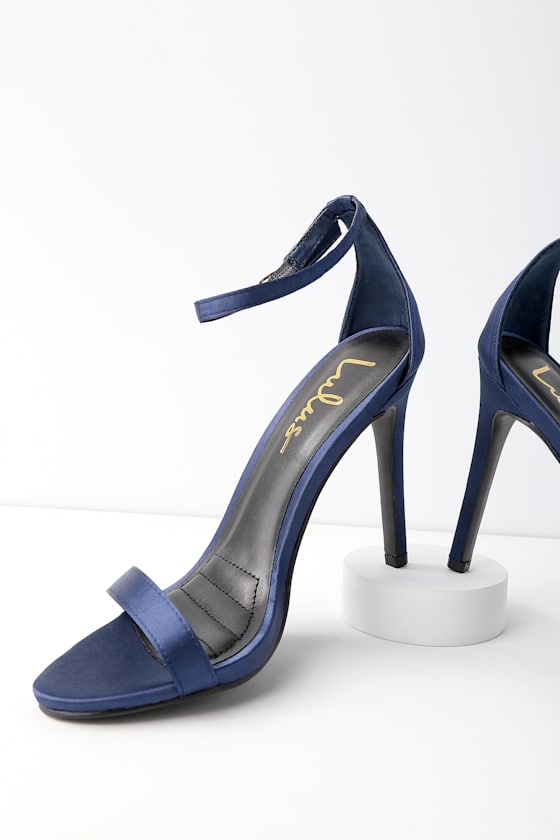 Navy Blue Heels - Ankle Strap Heels - Single Strap Heels