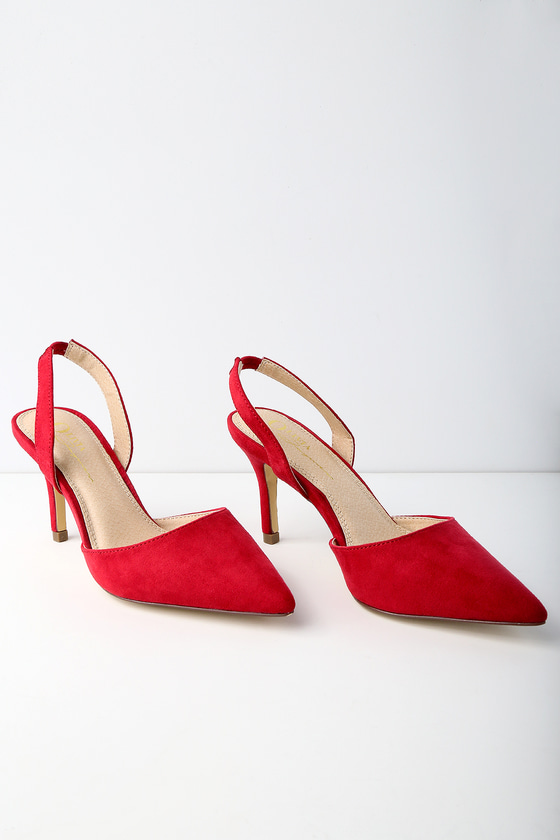 Cute Slingback Pumps - Red Pumps - Red Heels