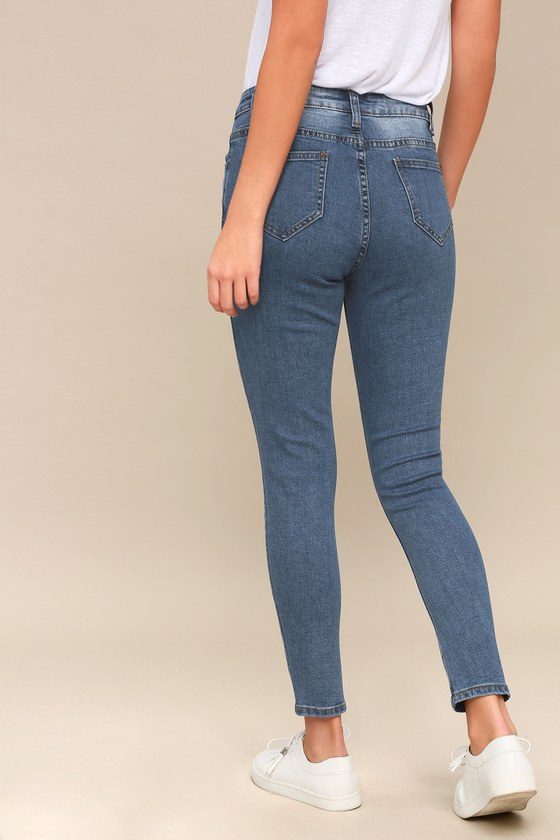 two tone high waisted jeans