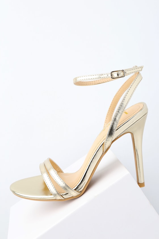 Lovely Champagne Heels - Ankle Strap Heels