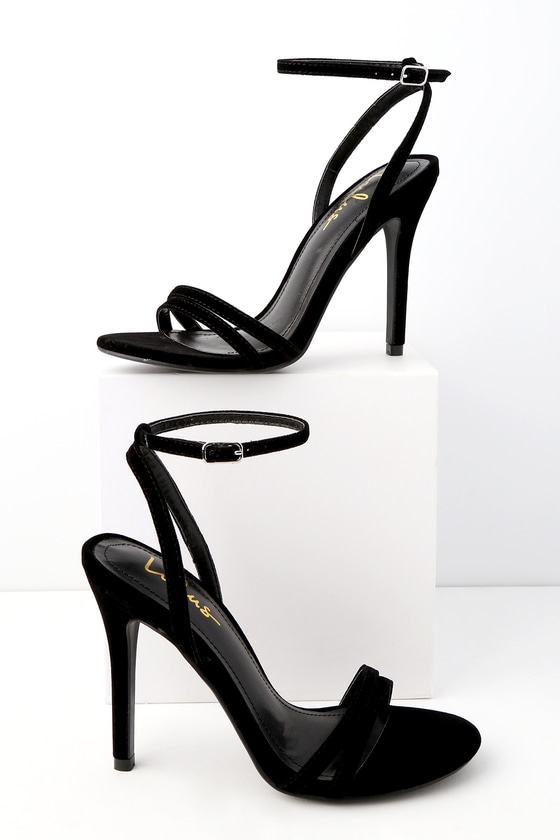Lovely Black Suede Heels - Ankle Strap Heels
