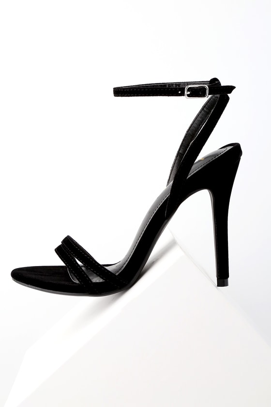 Lovely Black Suede Heels - Ankle Strap Heels