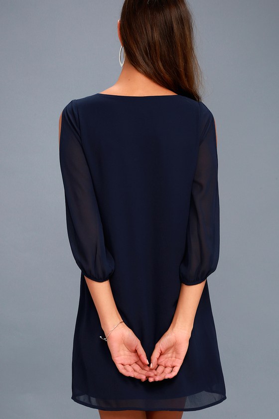 navy blue long sleeve shirt dress