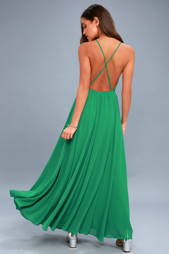 Beautiful Green Dress Maxi Dress Backless Maxi Dress