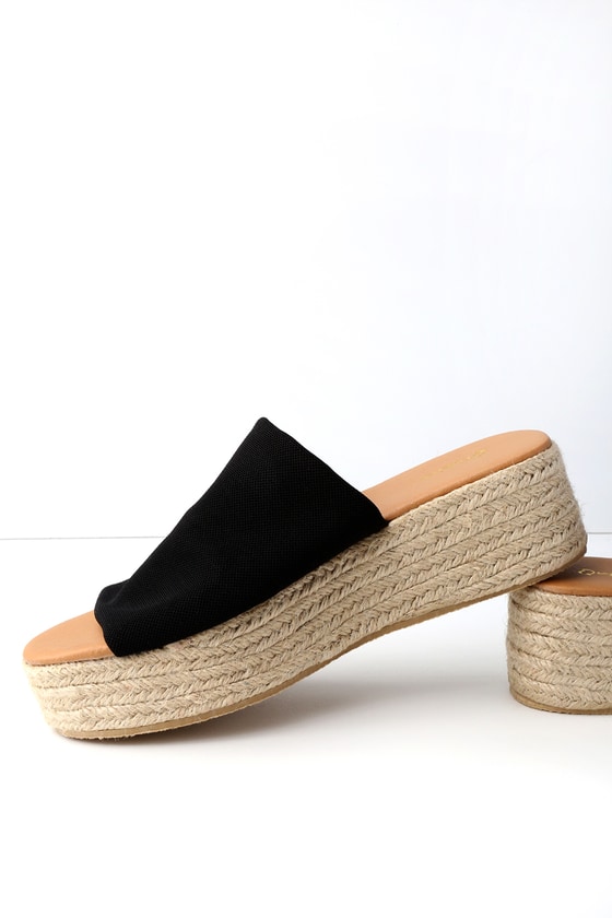 espadrille slides black