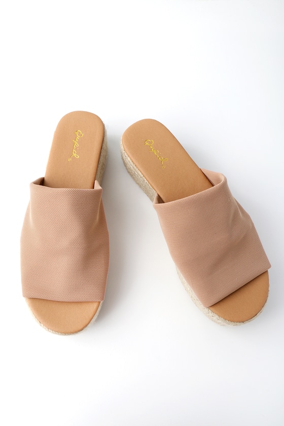 Cute Blush Sandals - Espadrille Sandals - Slide Sandals