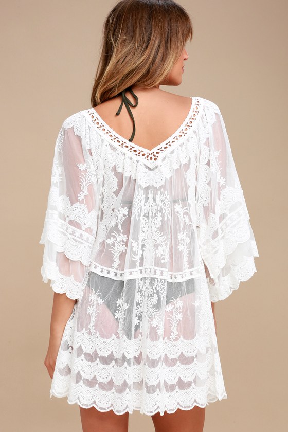 white lace cover up skirt