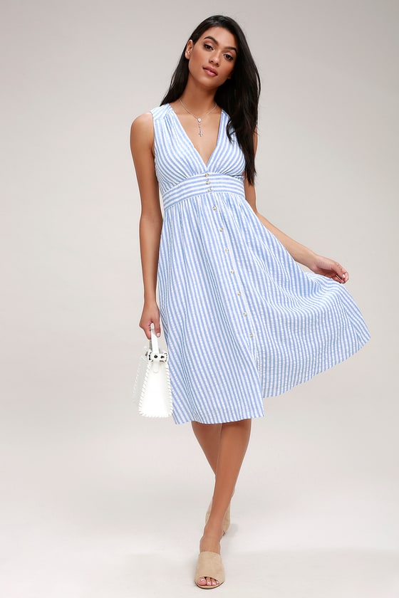 Cute Blue and White Striped Dress