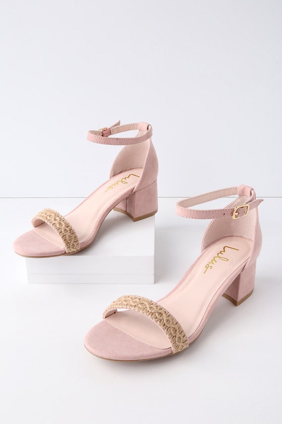 laura light nude suede ankle strap heels
