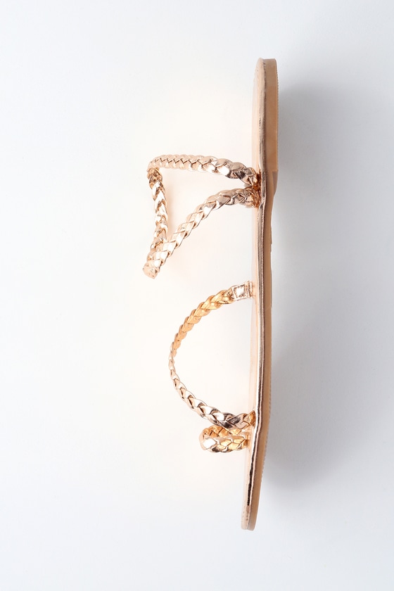 mirela gold flat sandals