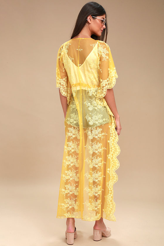 Stunning Yellow Kimono Top - Lace Kimono Top