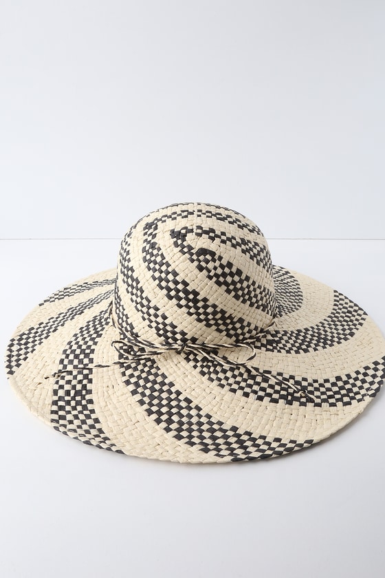 Cute Straw Hat - Beige and Black Hat - Striped Hat
