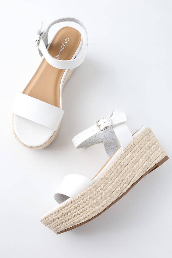 flatform espadrille sandals white