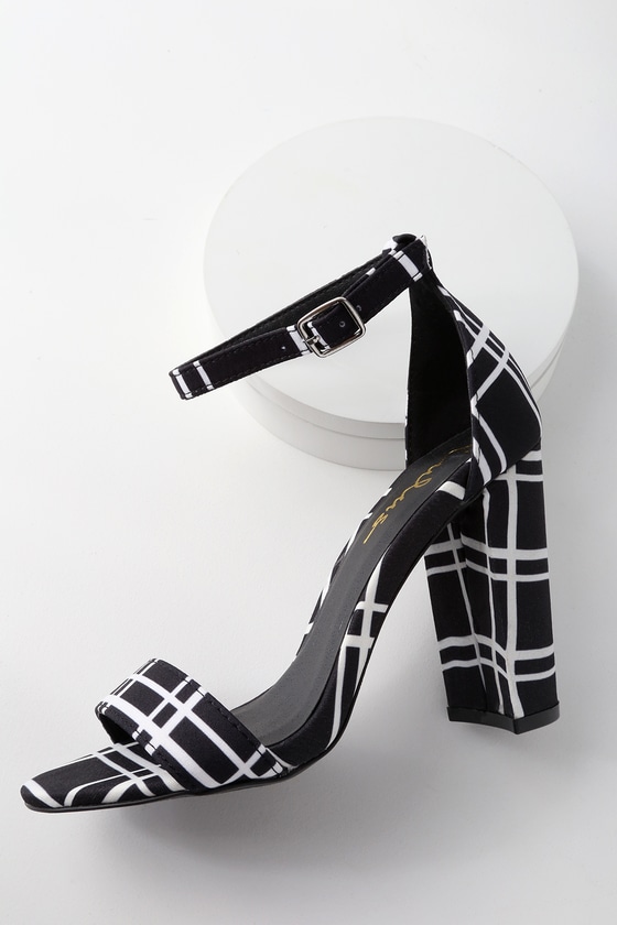 black and white heels with ankle strap