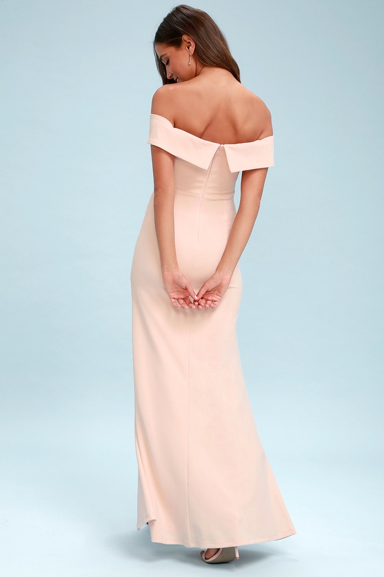 pink maxi dress off shoulder