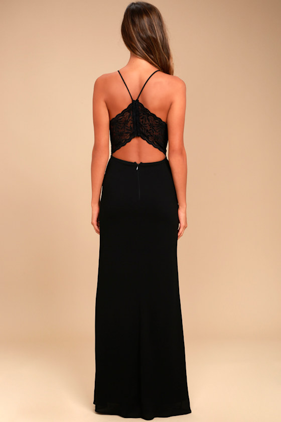 Backless lace maxi dress