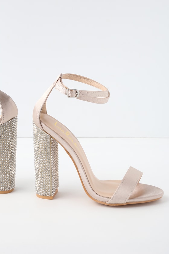 satin rhinestone heels