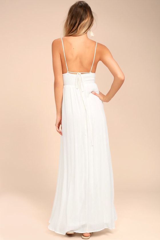 Boho White Dress - Maxi Dress - Embroidered Dress