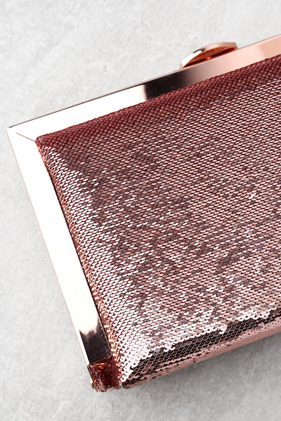 Pretty Rose Gold Clutch Sequin Clutch Vegan Clutch 25.00