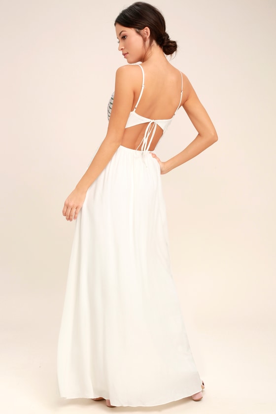 Boho Maxi Dress - Embroidered Maxi Dress - White Maxi Dress