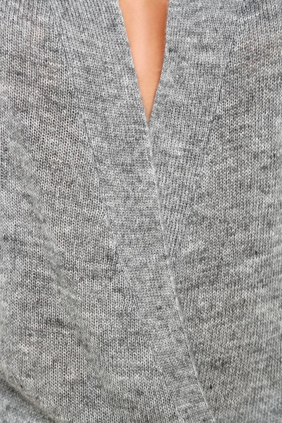 chic grey sweater wrap sweater low cut sweater 42 00 chic grey sweater wrap sweater low cut sweater 42 00